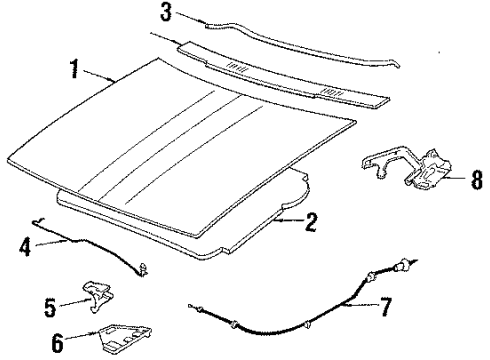 1984 Oldsmobile Firenza Hinge, Driver Side Diagram for 20538871
