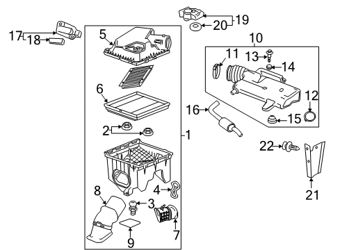 2013 Cadillac SRX Air Cleaner Assembly Retainer Diagram for 11570295
