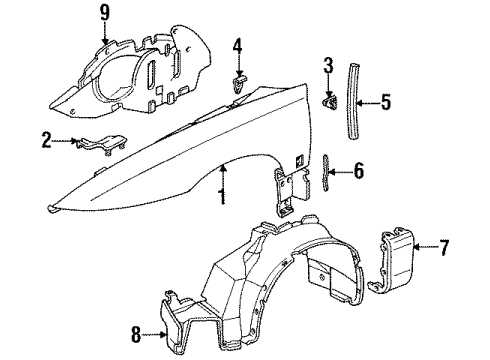 1993 Saturn SC2 Fender & Components Diagram