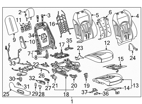 2017 Buick LaCrosse Passenger Seat Components Diagram
