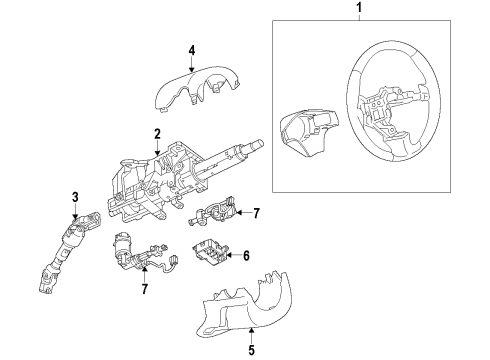 2014 Cadillac XTS Steering Column, Steering Wheel & Trim Diagram