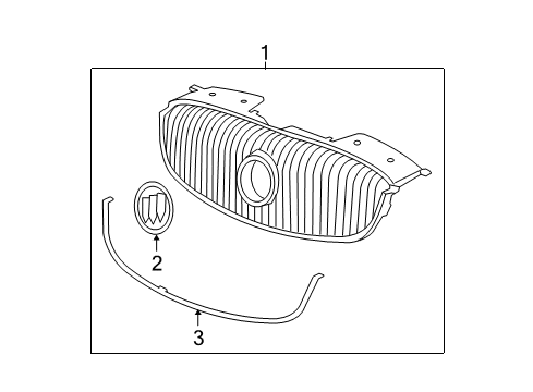 2008 Buick Lucerne Grille & Components Diagram