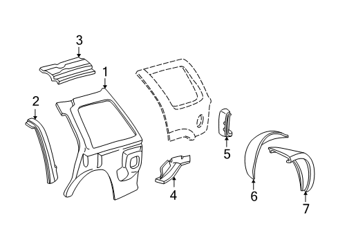 1996 GMC Jimmy Inner Structure - Quarter Panel Diagram