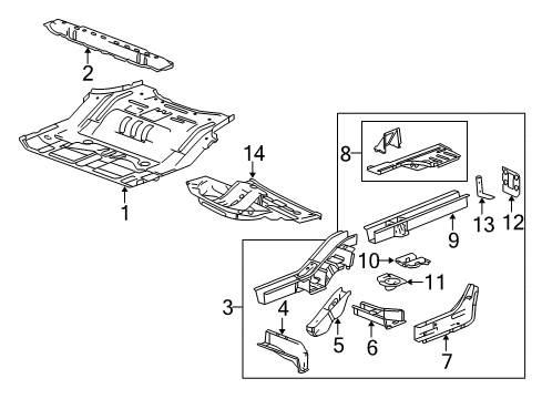 2007 Chevy Equinox Rear Body - Floor & Rails Diagram
