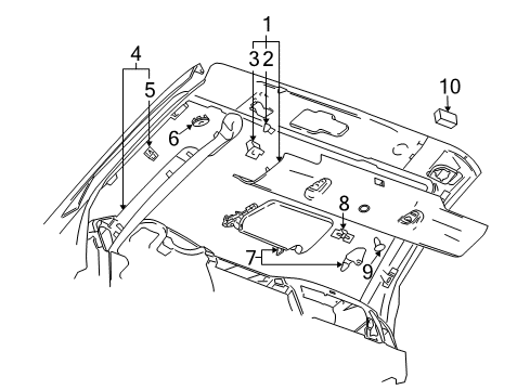 2005 Chevy SSR Interior Trim - Roof Diagram