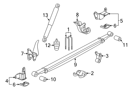 2011 Chevy Silverado 3500 HD Rear Suspension Components, Stabilizer Bar Diagram