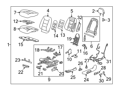 2021 GMC Terrain Driver Seat Components Diagram