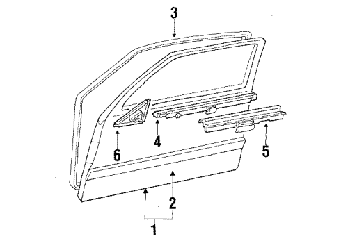 1990 Oldsmobile Cutlass Calais Front Door & Components, Glass & Hardware Diagram