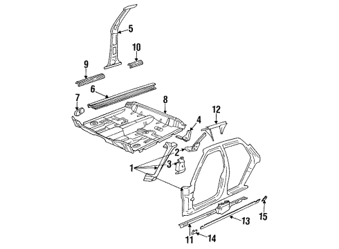 1994 Oldsmobile 98 Pillar Molding, Center Driver Side Diagram for 25625469
