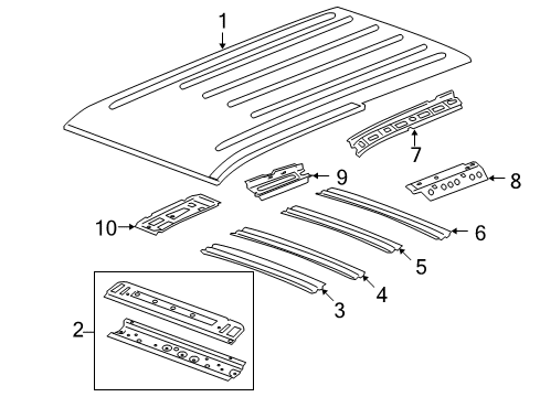 2007 Cadillac Escalade Roof & Components Diagram