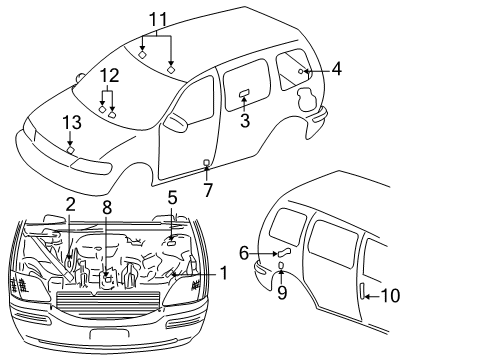 1997 Chevy Venture Information Labels Diagram