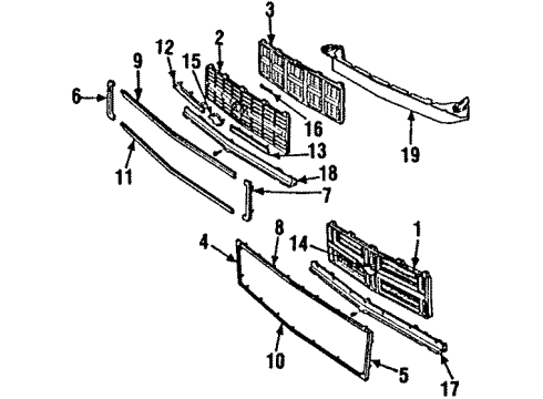 1991 GMC V3500 Grille & Components Diagram