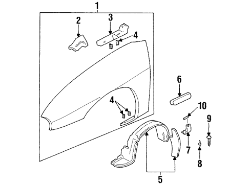 1995 Chevy Monte Carlo Fender & Components, Exterior Trim Diagram
