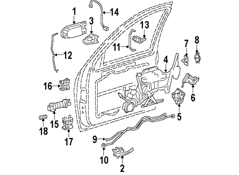 2002 Oldsmobile Silhouette Front Door - Lock & Hardware Diagram