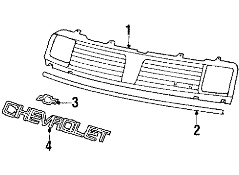 1988 Chevy Spectrum Nameplate Retainer Diagram for 94030493
