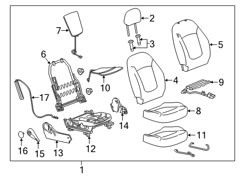 2022 Chevy Spark Passenger Seat Components Diagram