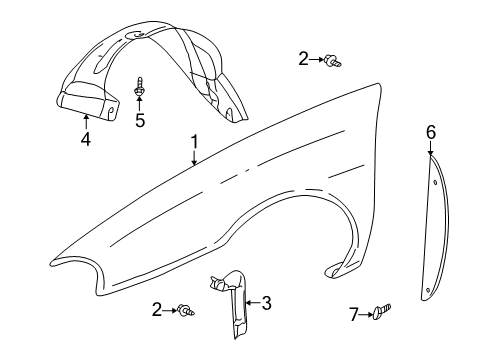 2000 Buick LeSabre Fender & Components Diagram