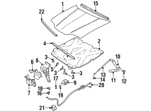 1996 Chevy Lumina Hood & Components Diagram