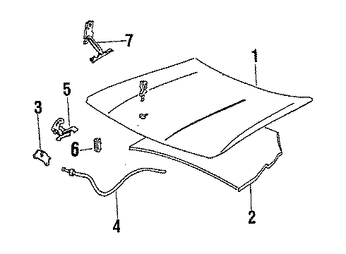 1985 Buick Electra Hood & Components Diagram