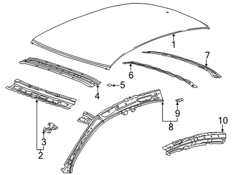 2022 Cadillac CT4 Roof & Components Diagram