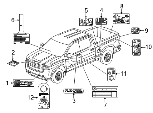 2019 Chevy Silverado 1500 LD Information Labels Diagram