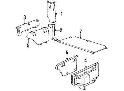 1997 Chevy Tahoe Interior Trim - Quarter Panels Diagram