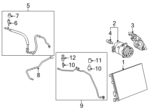 2007 Cadillac XLR A/C Condenser, Compressor & Lines Diagram