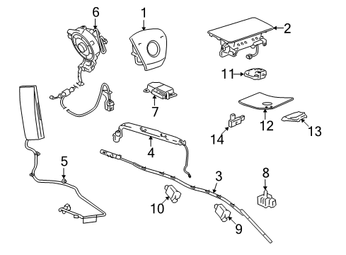 2008 Cadillac Escalade ESV Air Bag Components Diagram