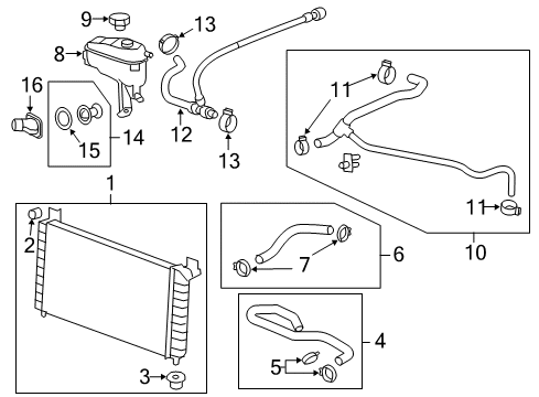 2012 GMC Sierra 2500 HD Radiator & Components Diagram