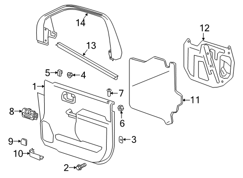 2021 GMC Sierra 1500 Interior Trim - Front Door Diagram