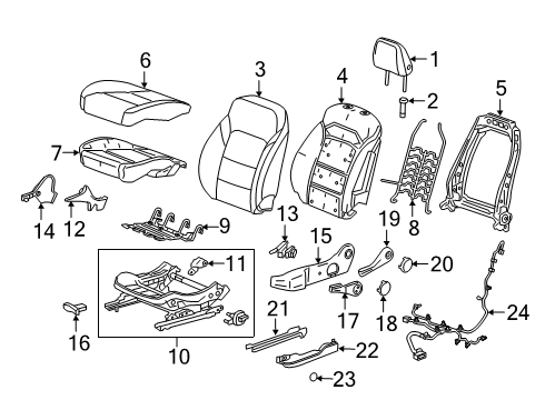 2019 Chevy Traverse Driver Seat Components Diagram