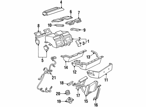 1998 Oldsmobile Aurora A/C & Heater Control Units Diagram