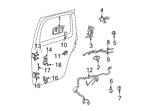 1996 GMC Jimmy Rear Door - Lock & Hardware Diagram