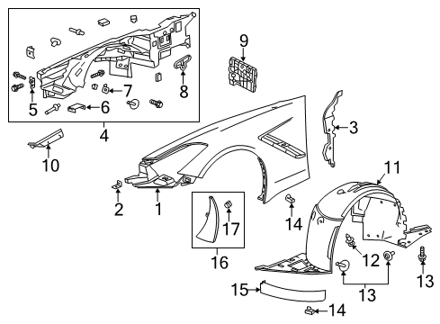 2017 Chevy Corvette Fender & Components Diagram