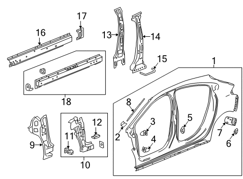2019 Chevy Cruze Center Pillar & Rocker, Hinge Pillar, Uniside Diagram
