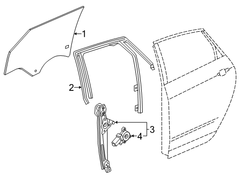 2018 Cadillac XT5 Rear Door - Glass & Hardware Diagram