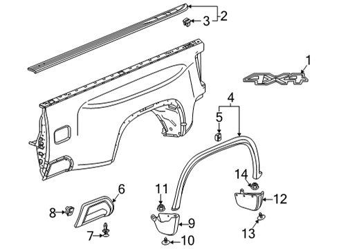 2021 GMC Sierra 3500 HD Exterior Trim - Pick Up Box Diagram 8 - Thumbnail