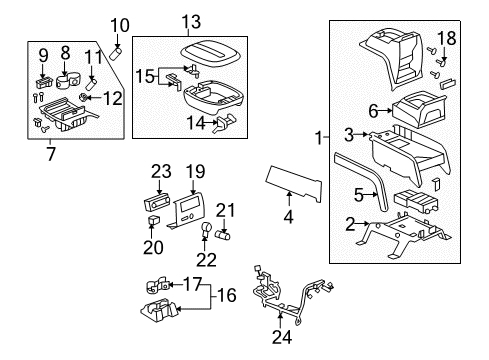 2008 Cadillac Escalade ESV Center Console Diagram