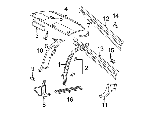 1997 GMC C1500 Interior Trim - Cab Diagram