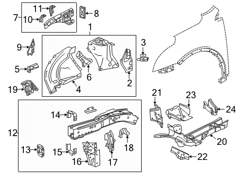 2018 Cadillac XT5 Structural Components & Rails Diagram
