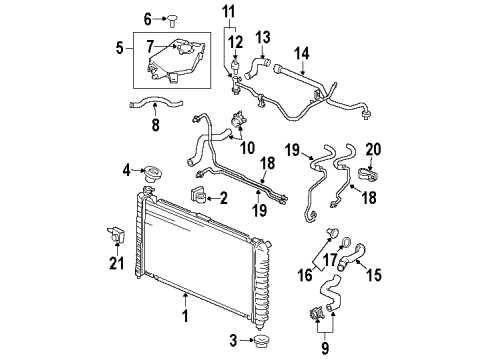 2002 Oldsmobile Silhouette Radiator & Components Diagram