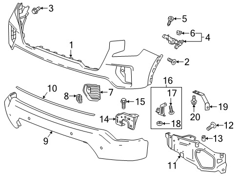 2019 GMC Sierra 1500 Bumper Cover, Front Upper Diagram for 84542588