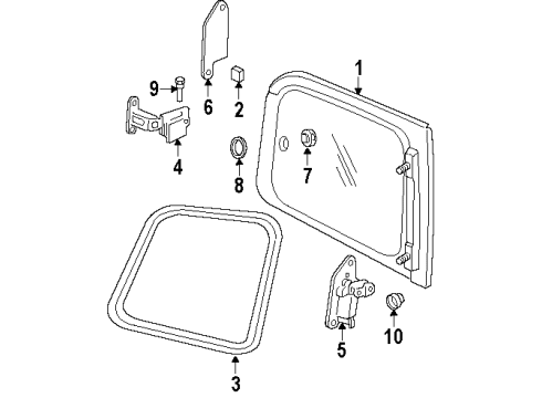 2002 Oldsmobile Silhouette Side Panel - Glass & Hardware Diagram