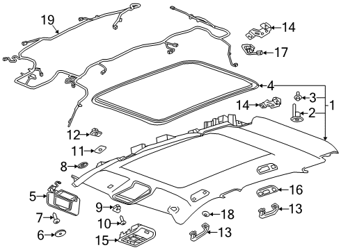 2024 Cadillac XT4 Interior Trim - Roof Diagram