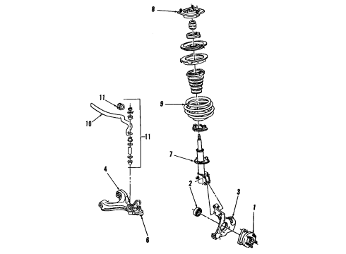 1990 Buick Electra Front Suspension Components, Lower Control Arm, Stabilizer Bar Diagram