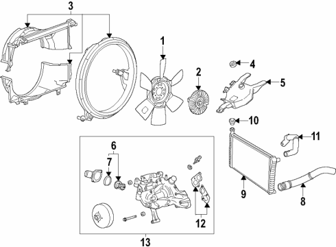 2022 Chevy Express 3500 Cooling System, Radiator, Water Pump, Cooling Fan Diagram
