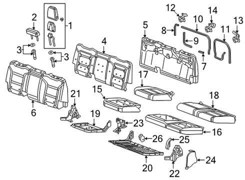 2020 GMC Sierra 2500 HD Rear Seat Components Diagram