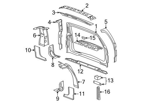 2008 Cadillac Escalade ESV Rear Body Diagram