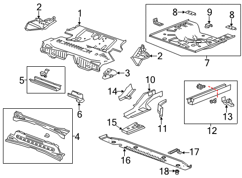 2015 Buick Verano Rear Body - Floor & Rails Diagram