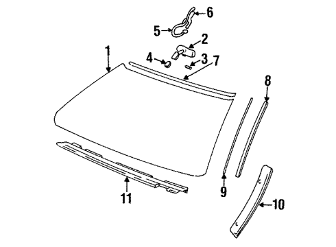 1995 Chevy Monte Carlo Windshield Glass, Reveal Moldings Diagram